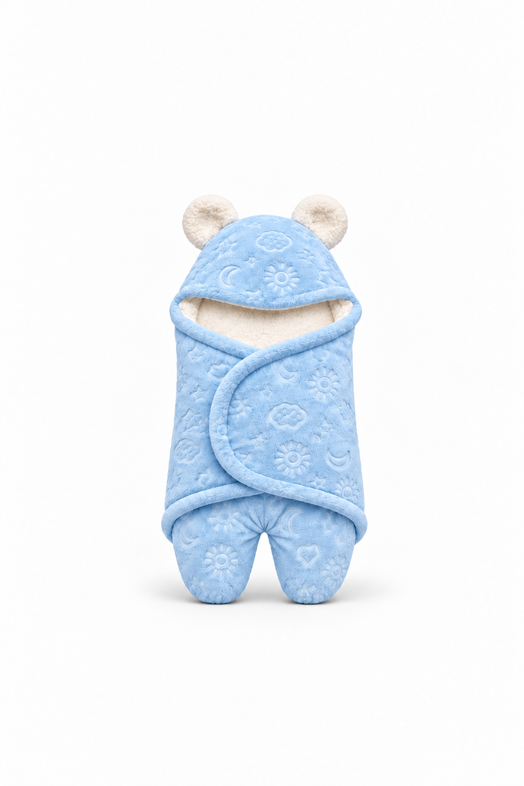 Smurfs Embossed Hooded Swaddle Wrap with Bear Ears - Blue
