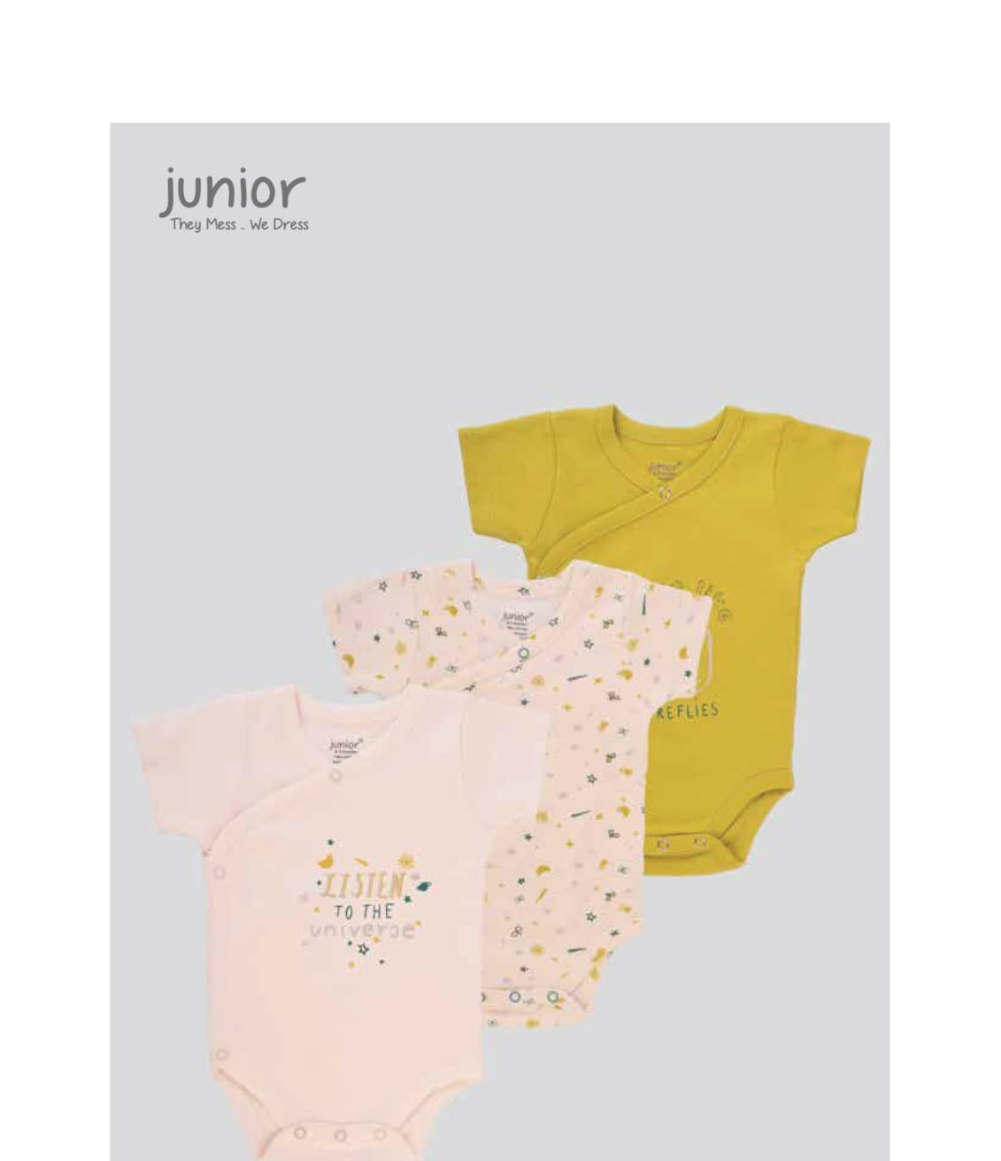 Junior Baby Kimono Bodysuit Pack of 3 - Mustard & Blush