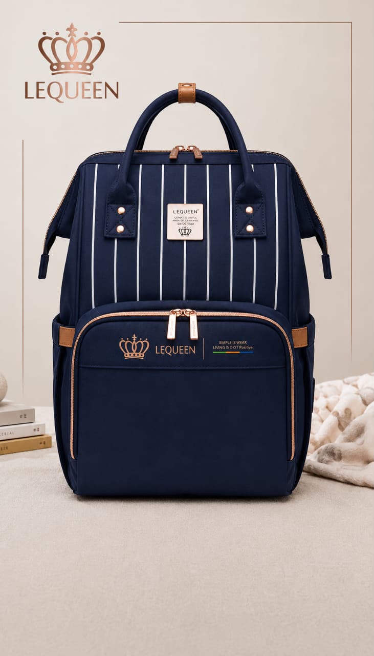 LEQUEEN Gen 8 Classic Diaper Backpack - Navy Pinstripe