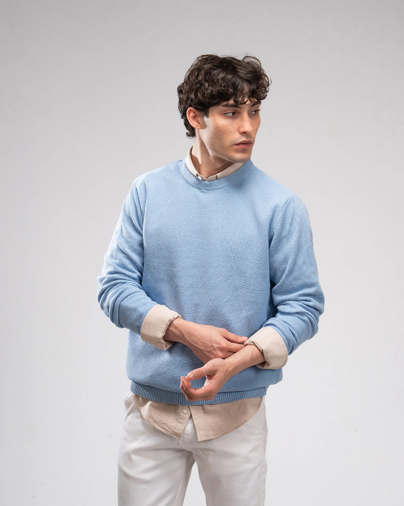 Pique Knit Crew Neck Sweater