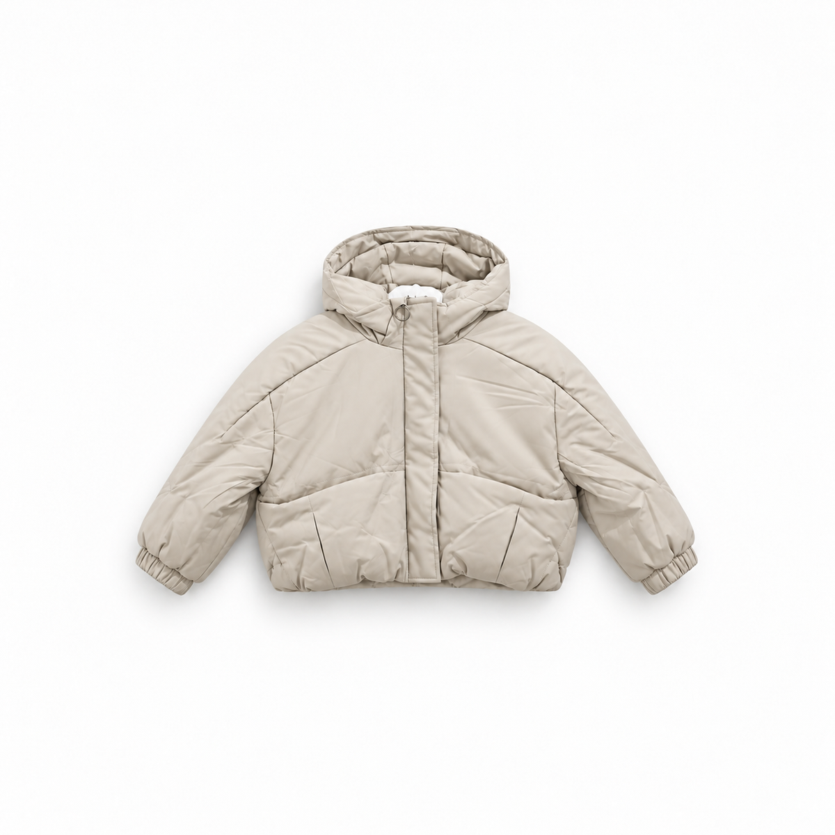 Girls' Hooded Puffer Jacket - Beige
