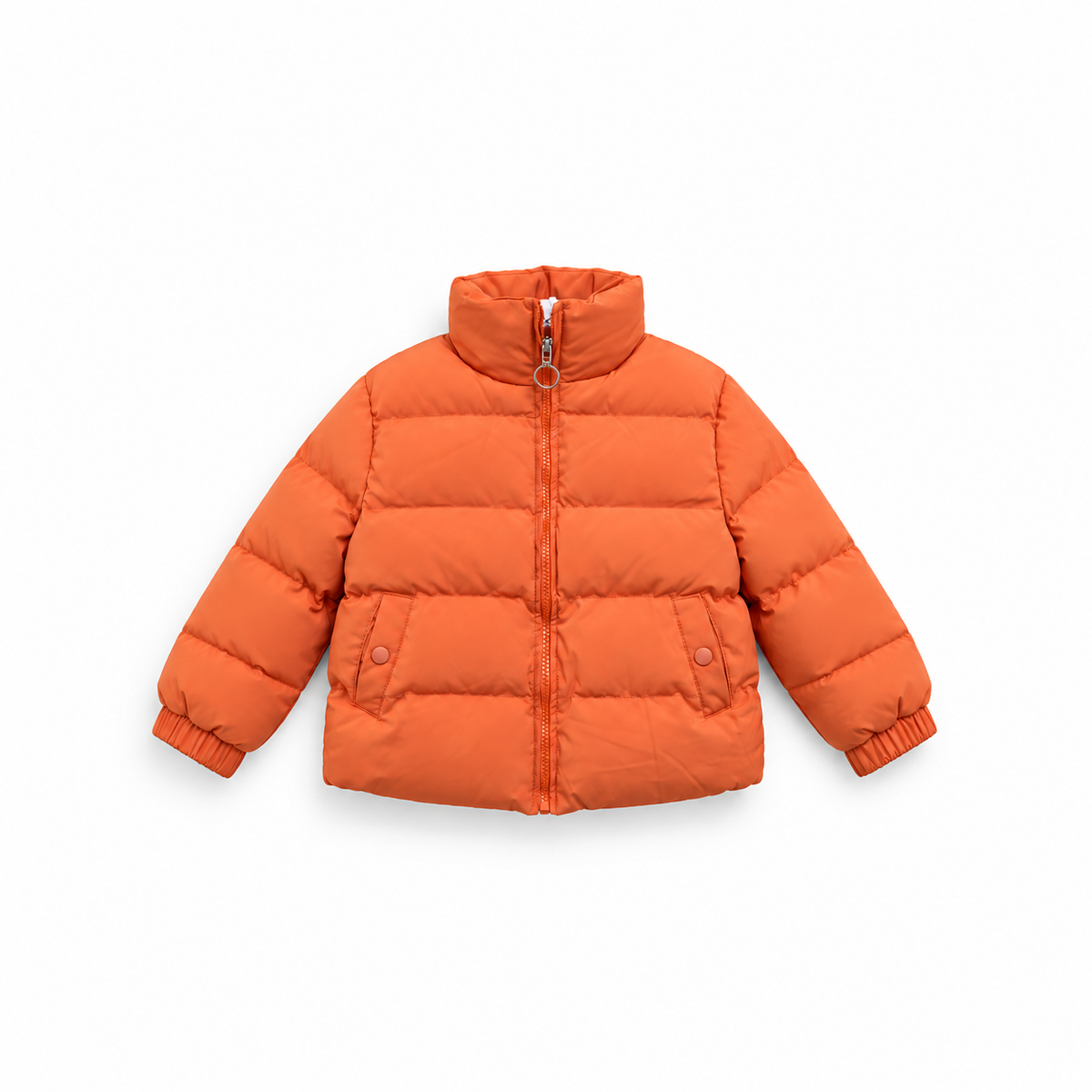 Girls' Quilted Puffer Jacket - Orange - Orange