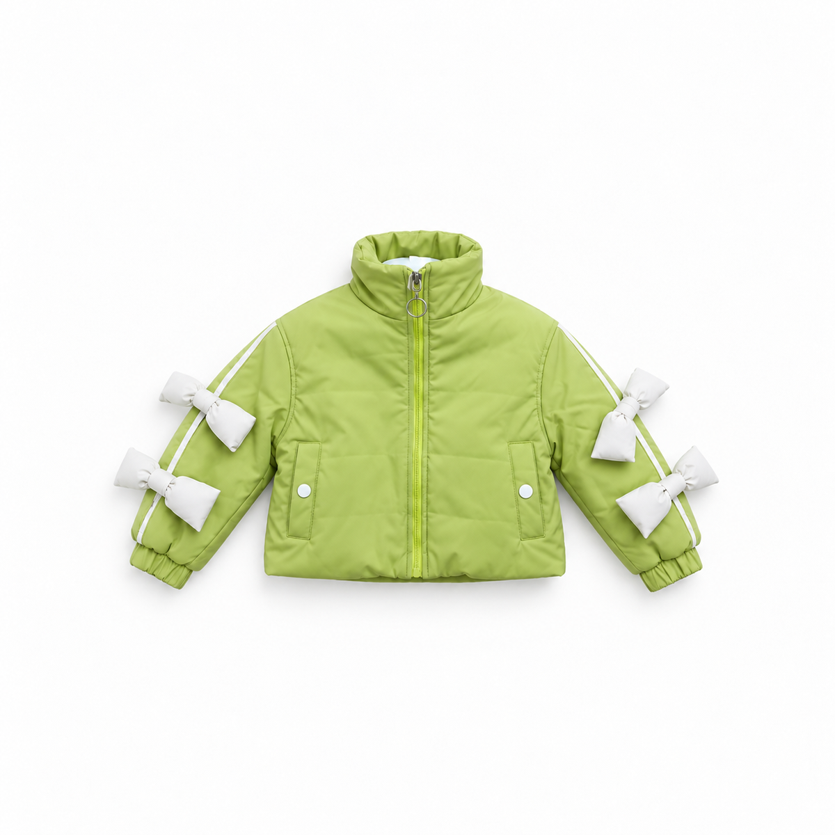 Girls' Bow-Sleeve Puffer Jacket - Lime - Lime