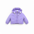 Girls' Piped Hooded Puffer Jacket - Lavender - Lavender