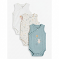 Junior Baby Sleeveless Kimono Pack of 3 - Cream & Teal