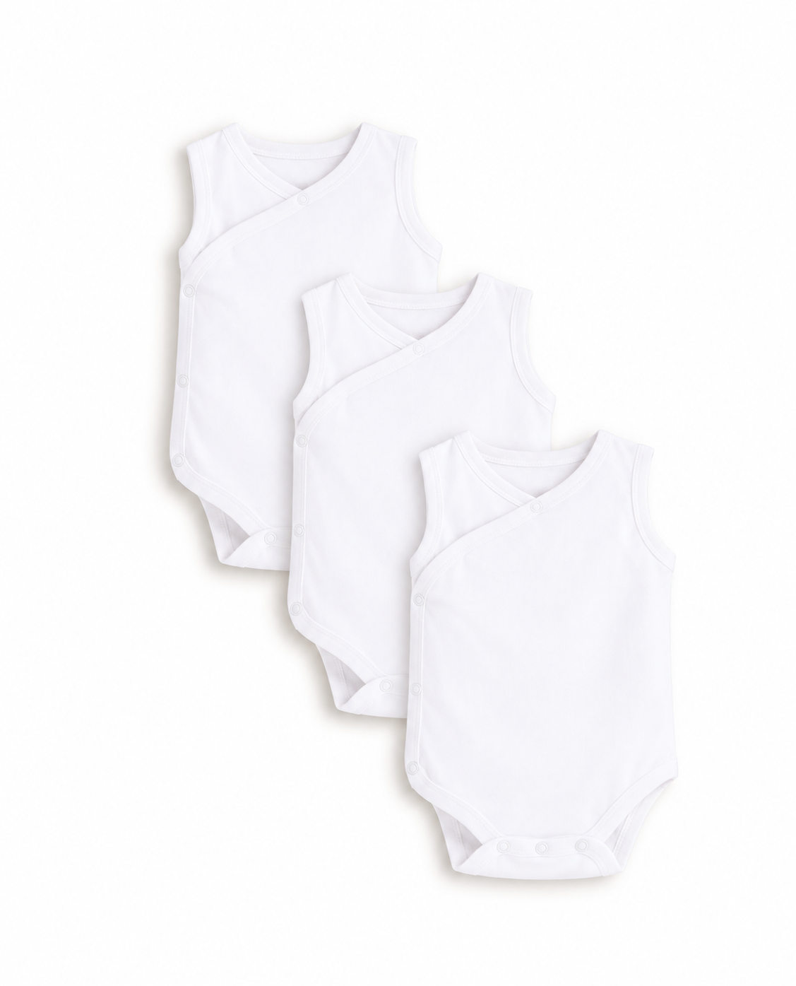 Junior Baby Sleeveless Kimono Pack of 3 - White