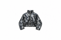 Girls' Metallic Belted Puffer Jacket - Black - Black