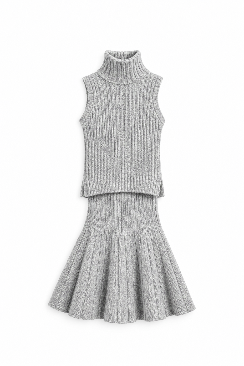Girls' 3-Piece Ribbed Knit Set - Gray