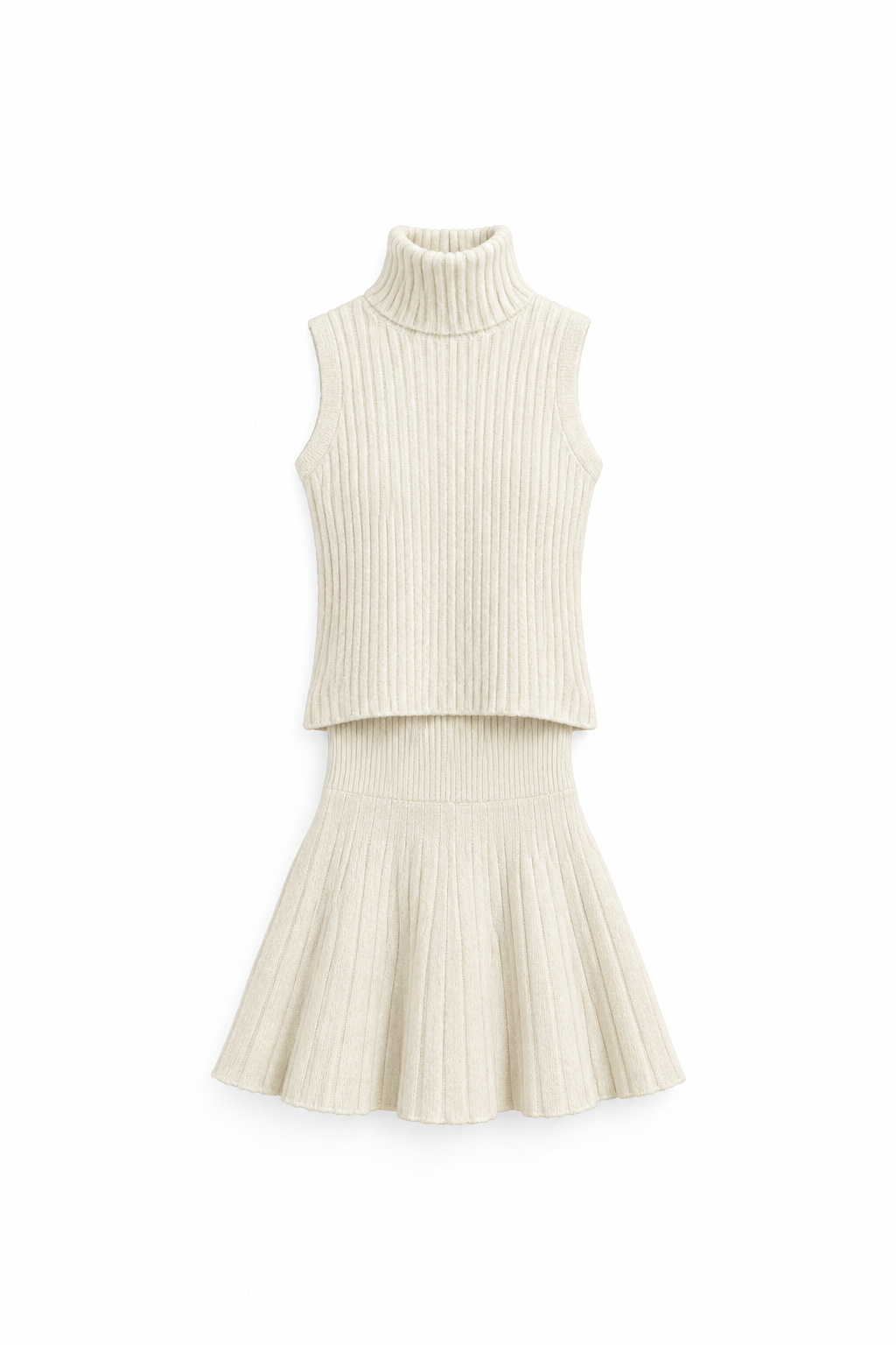 Girls' 3-Piece Ribbed Knit Set - White