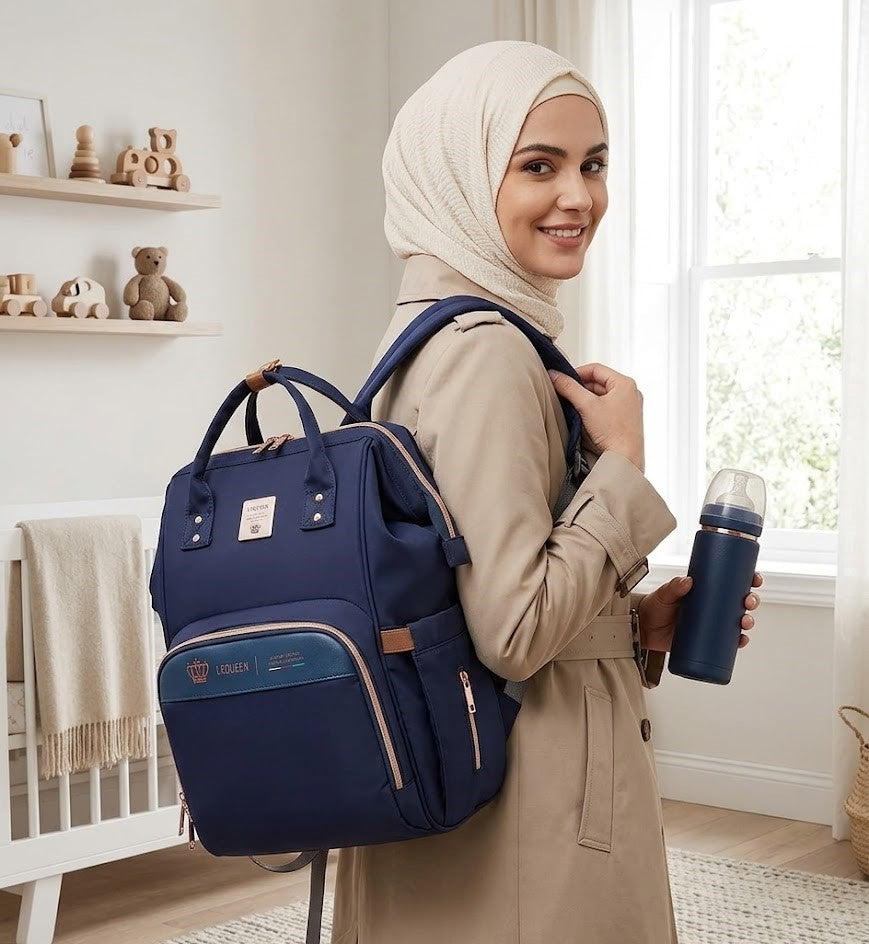 LEQUEEN Gen 8 Classic Diaper Backpack - Navy Blue