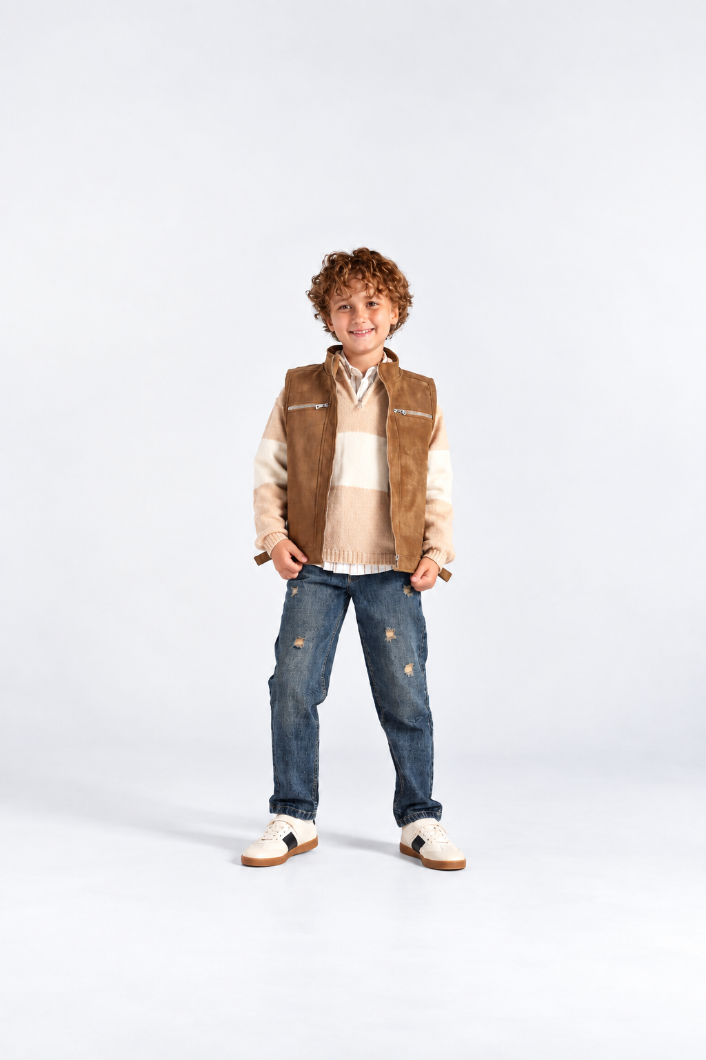 Boys' Suede Gilet 4-Piece Set