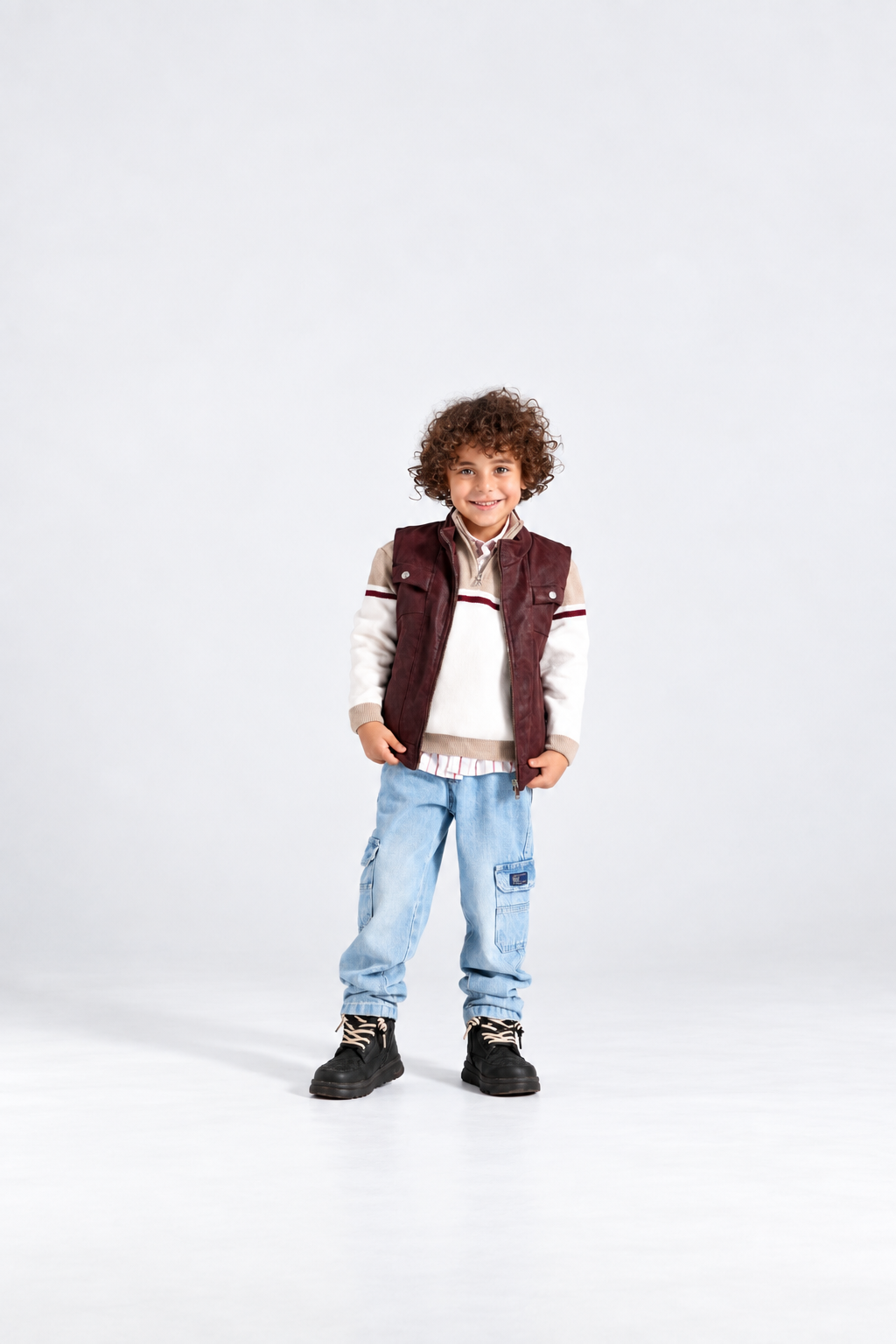 Boys' Leather Gilet 4-Piece Set
