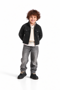 Boys' Zip-Front Trucker Jacket 4-Piece Set - Black