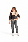 Girls' Shearling-Trim Biker Jacket 4-Piece Set - Black