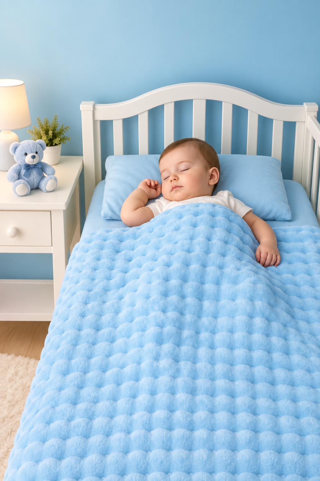 Baby Bubble Fleece Blanket - Blue