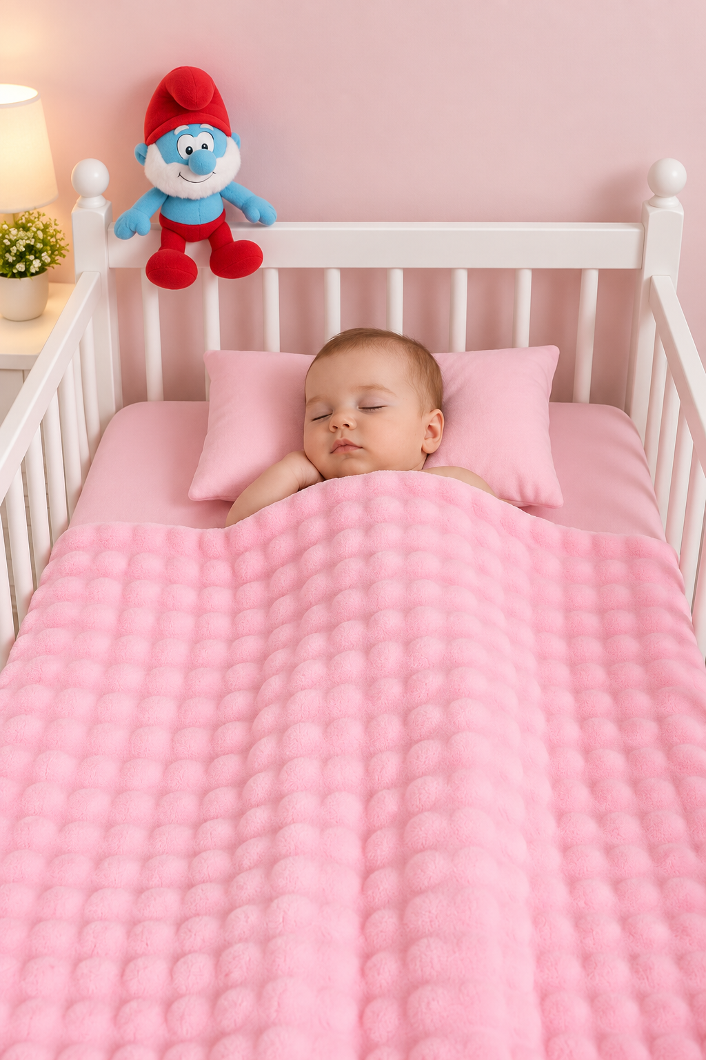 Baby Bubble Fleece Blanket - Pink