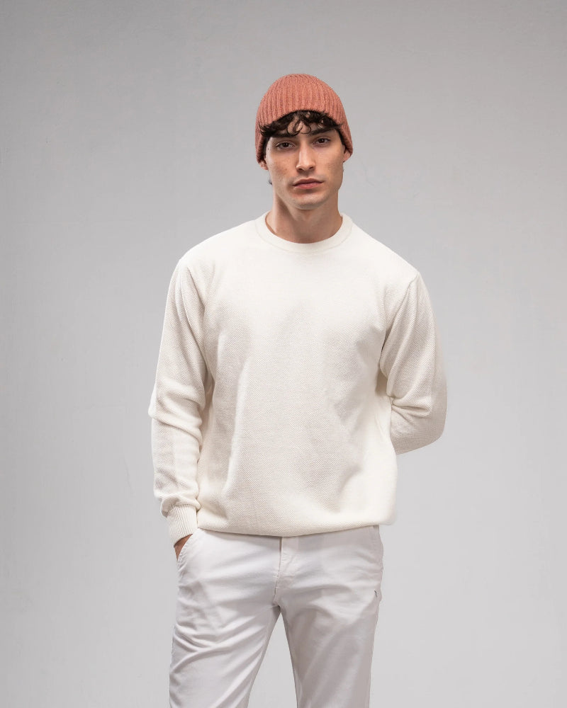 Pique Knit Crew Neck Sweater