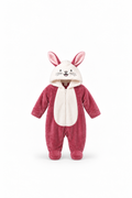 Baby Bunny Footed Romper - Raspberry