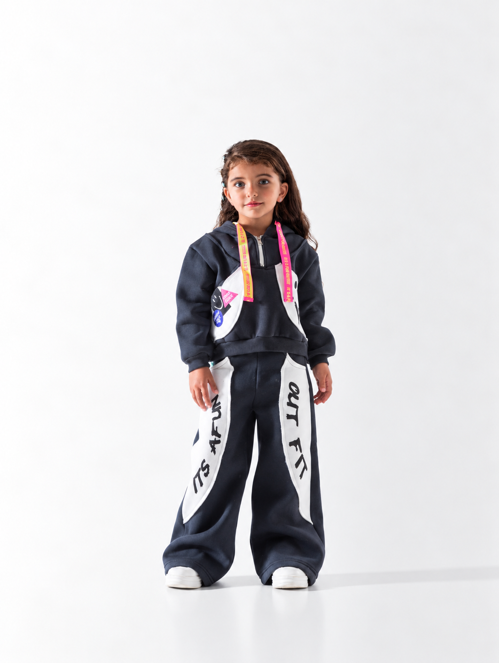Girls' Outfit Panel Wide-Leg Tracksuit - Grey