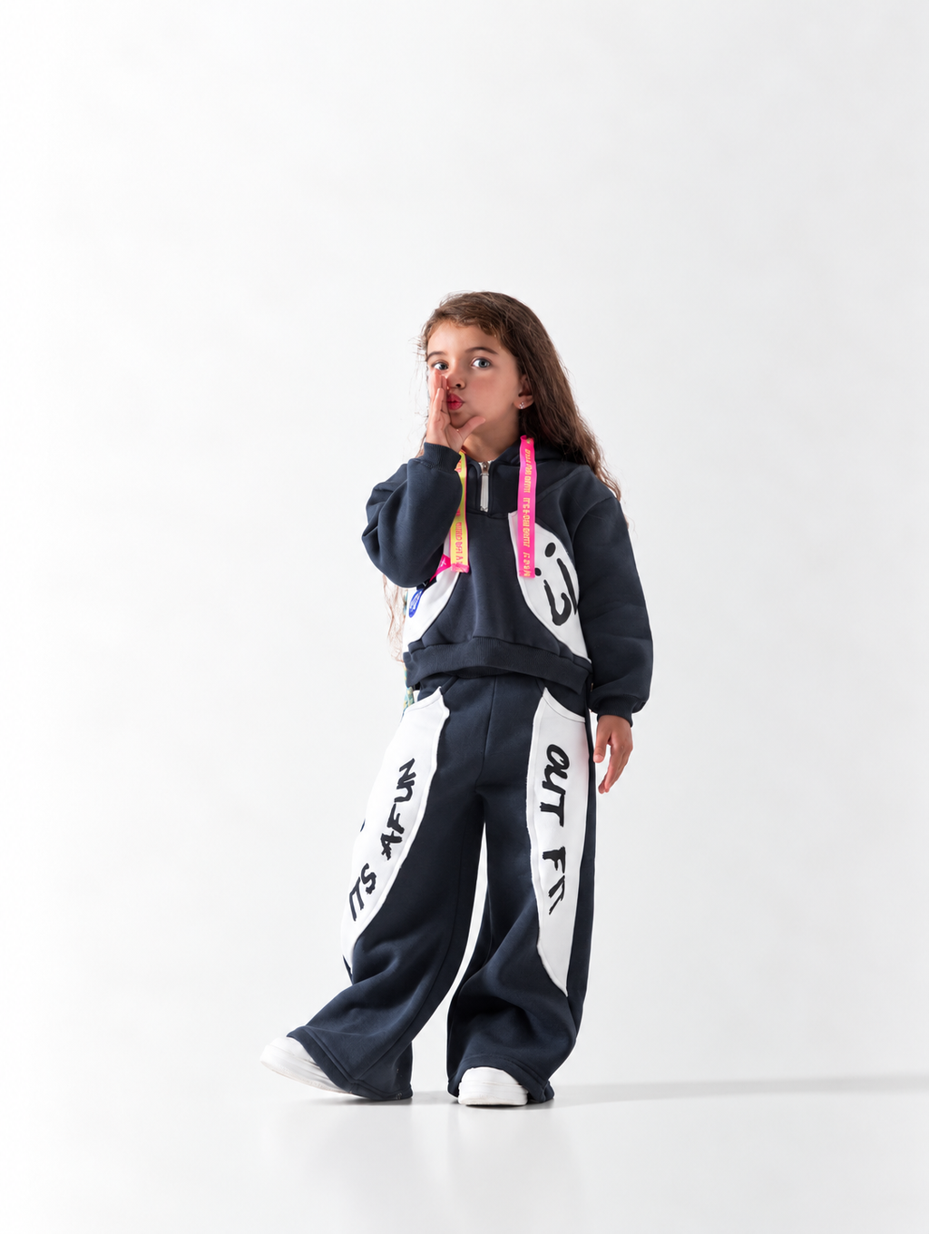 Girls' Outfit Panel Wide-Leg Tracksuit - Grey