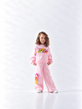 Girls' Pocket Graphic Wide-Leg Tracksuit - Rose