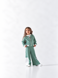 Girls' Textured Zip Wide-Leg Tracksuit - Green