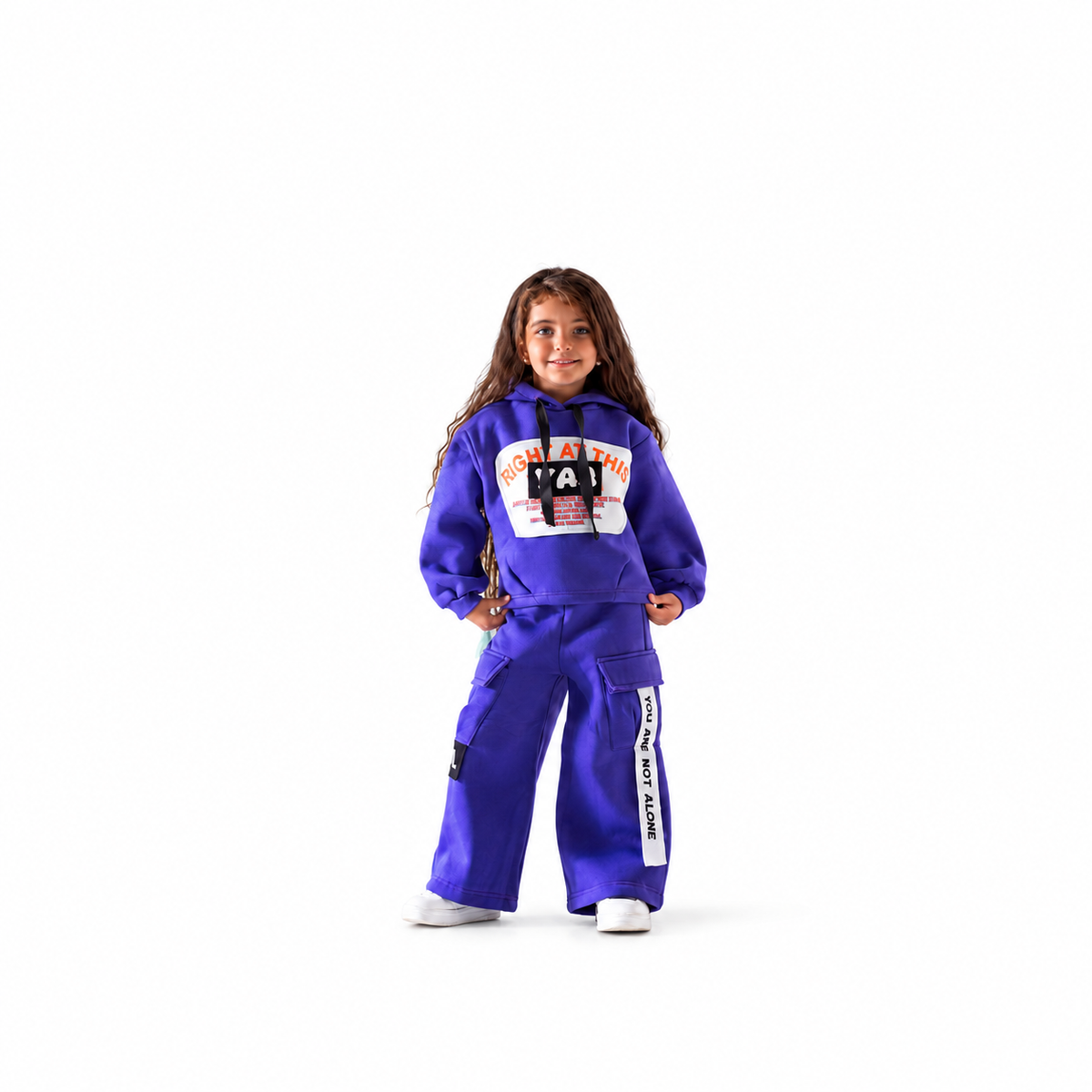 Girls' Cargo Wide-Leg Tracksuit - Mauve