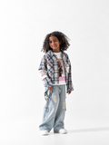 Girls' Check Overshirt and Tee Set - Brown