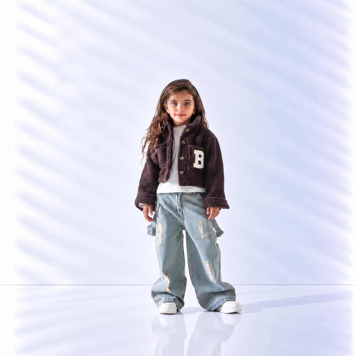 Girls' Varsity Teddy Bomber Jacket - Brown