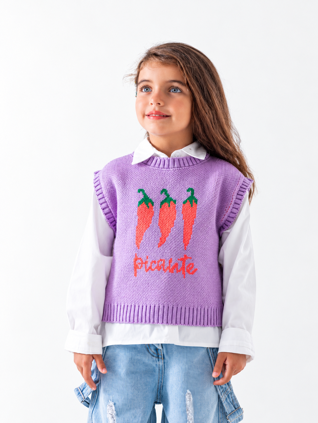 Girls' Carrot Knit Vest (2-6 Yrs) - Mauve