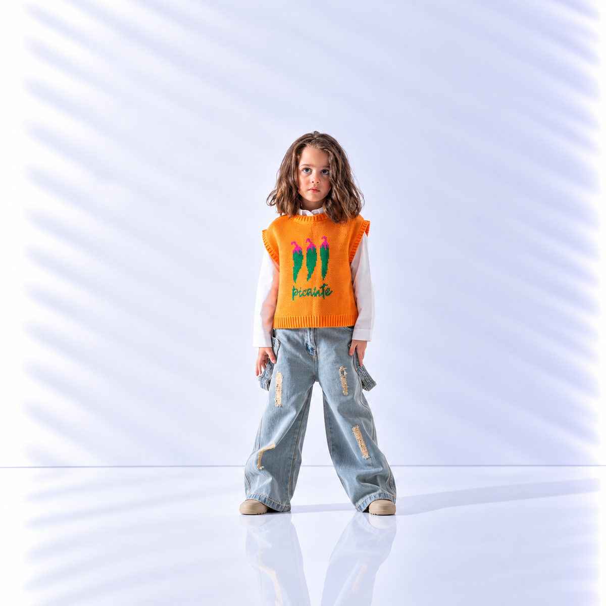 Girls' Carrot Knit Vest (2-6 Yrs) - Orange