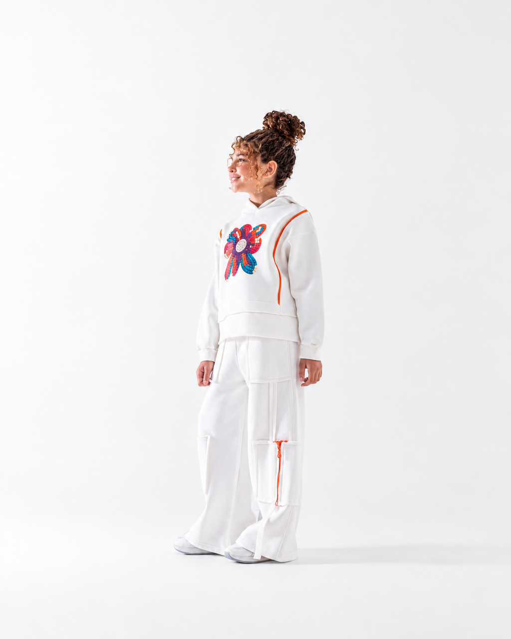 Girls' Botanic Hooded Wide-Leg Tracksuit - Off White
