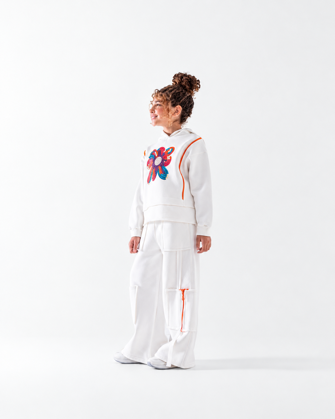 Girls' Botanic Hooded Wide-Leg Tracksuit - Off White
