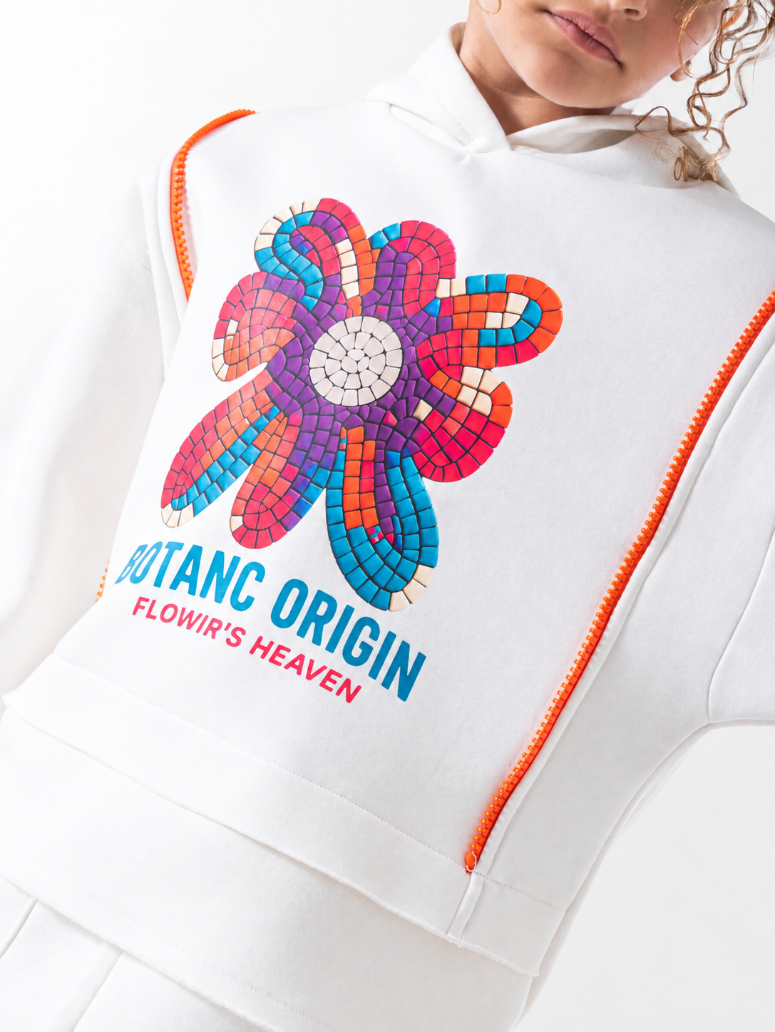 Girls' Botanic Hooded Wide-Leg Tracksuit - Off White