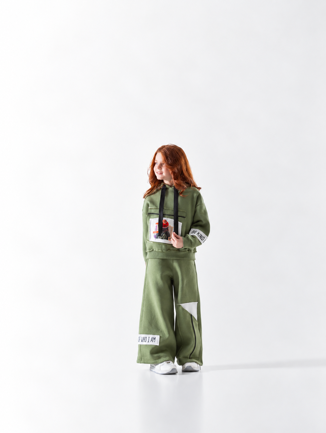 Girls' Graphic Hooded Wide-Leg Set - Olive