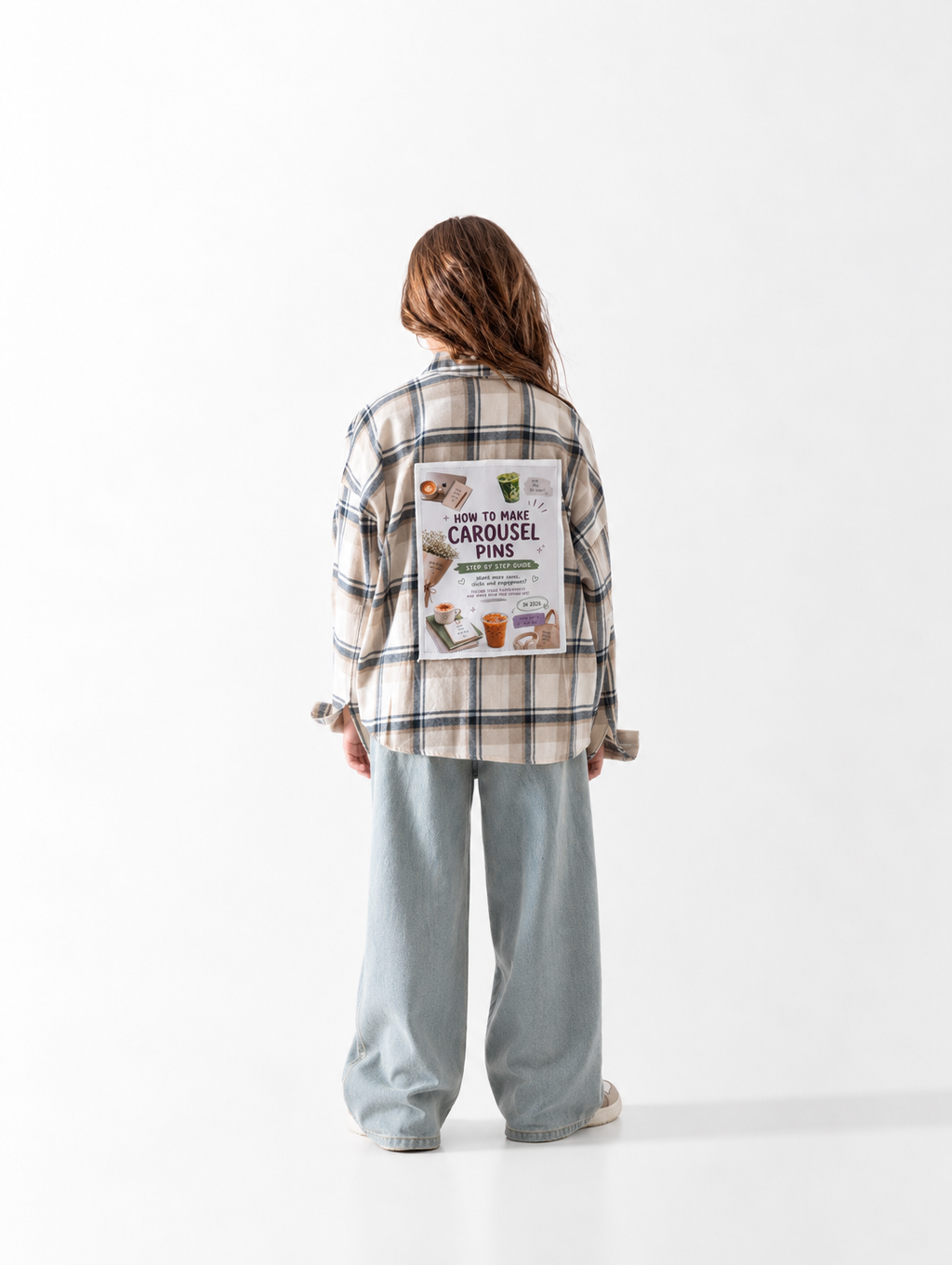Girls' Check Overshirt - Beige