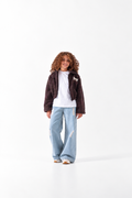 Girls' Textured Sherpa Zip Jacket (6-14 Yrs) - Brown