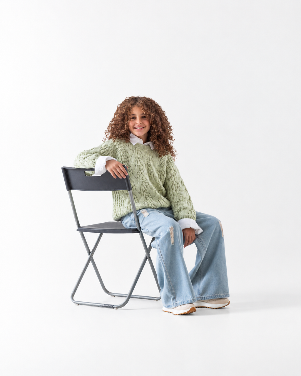 Girls' Cable Knit Jumper (6-14 Yrs) - Mint