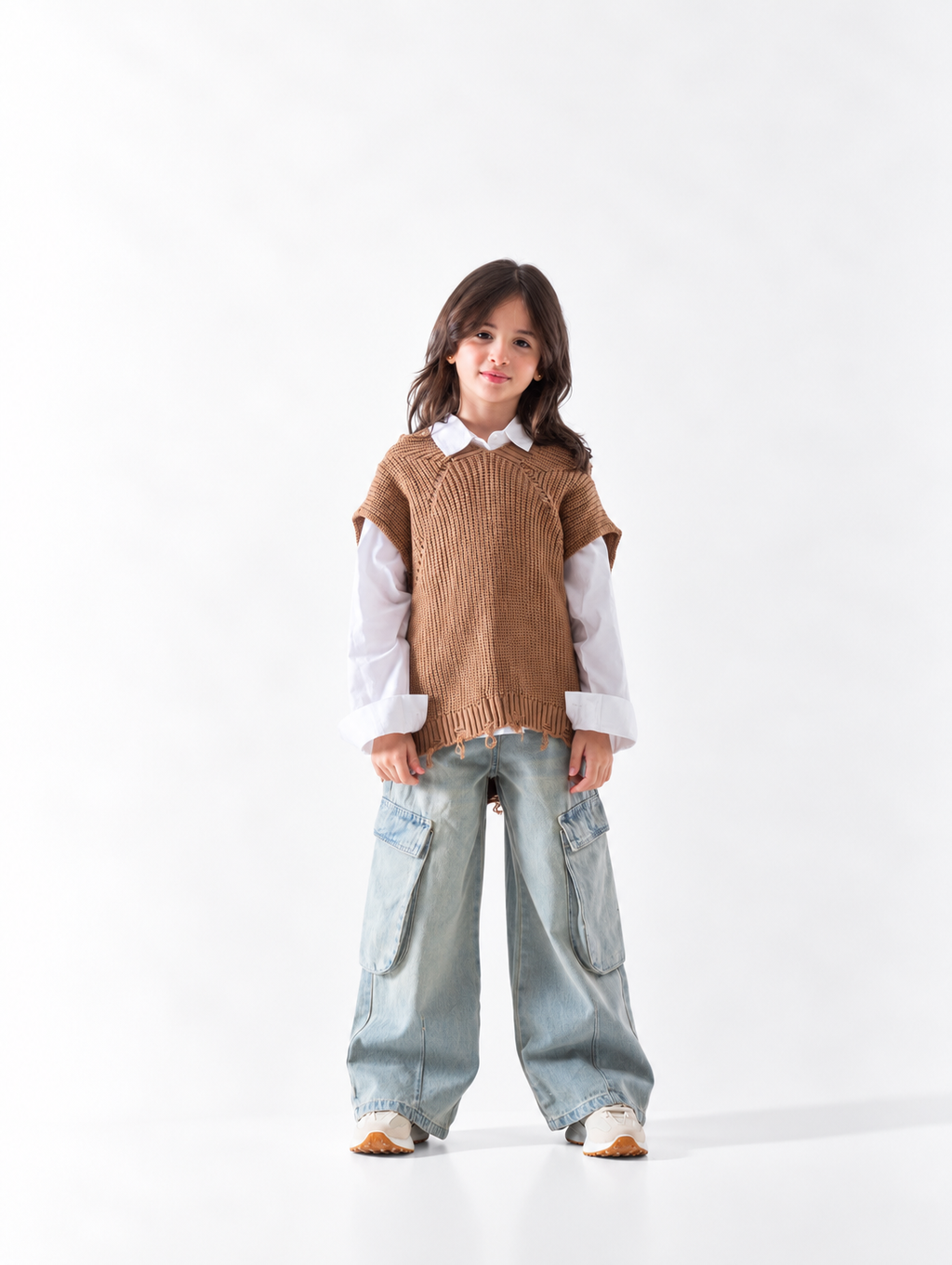Girls' Ribbed Knit Vest - Camel