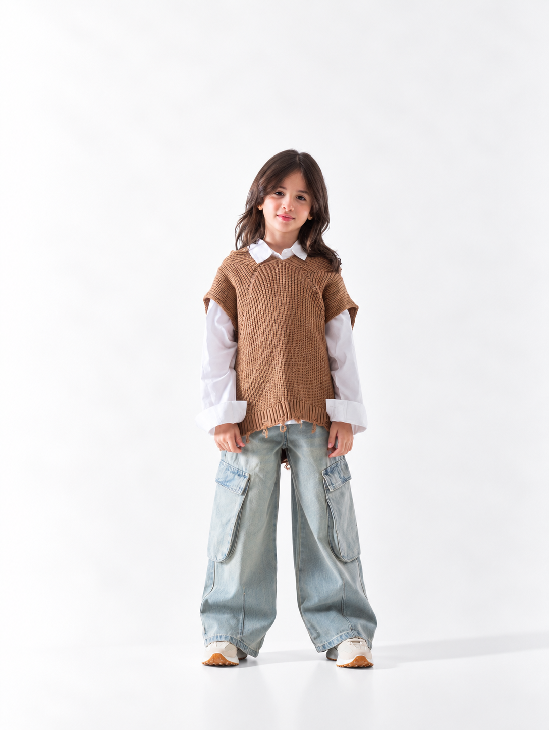 Girls' Ribbed Knit Vest - Camel