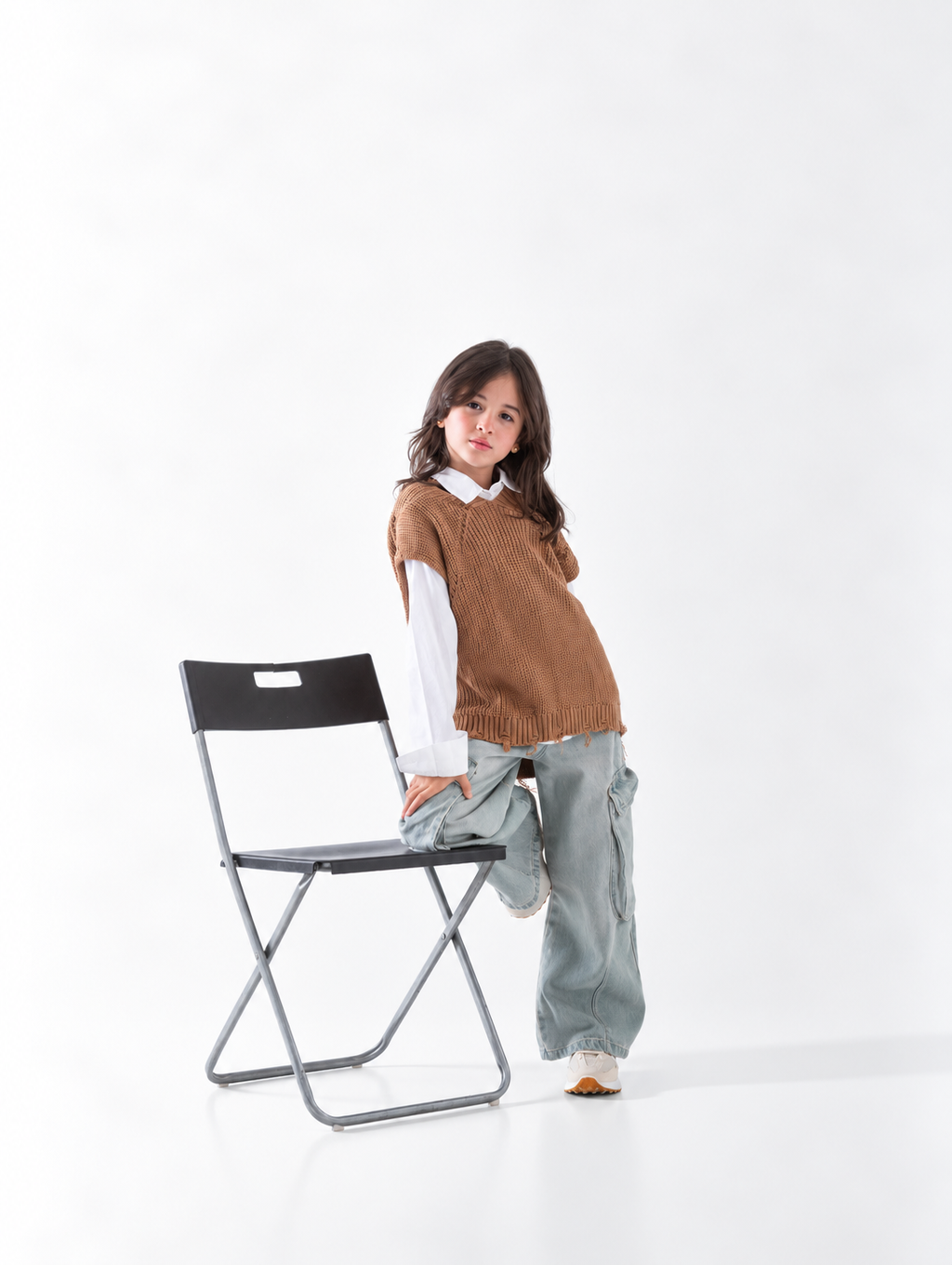 Girls' Ribbed Knit Vest - Camel
