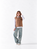 Girls' Cable Knit Vest - Camel