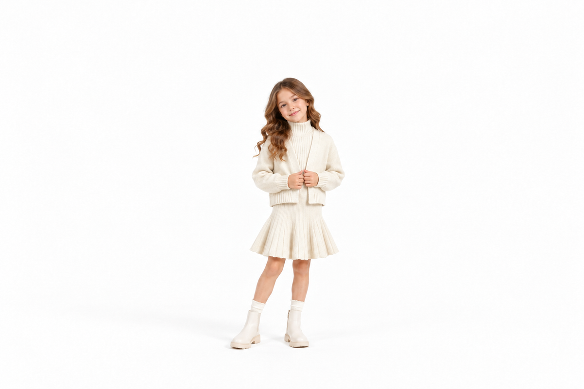 Girls' 3-Piece Ribbed Knit Set