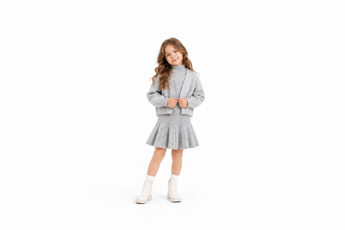Girls' 3-Piece Ribbed Knit Set
