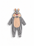 Baby Bunny Hooded Romper - Grey