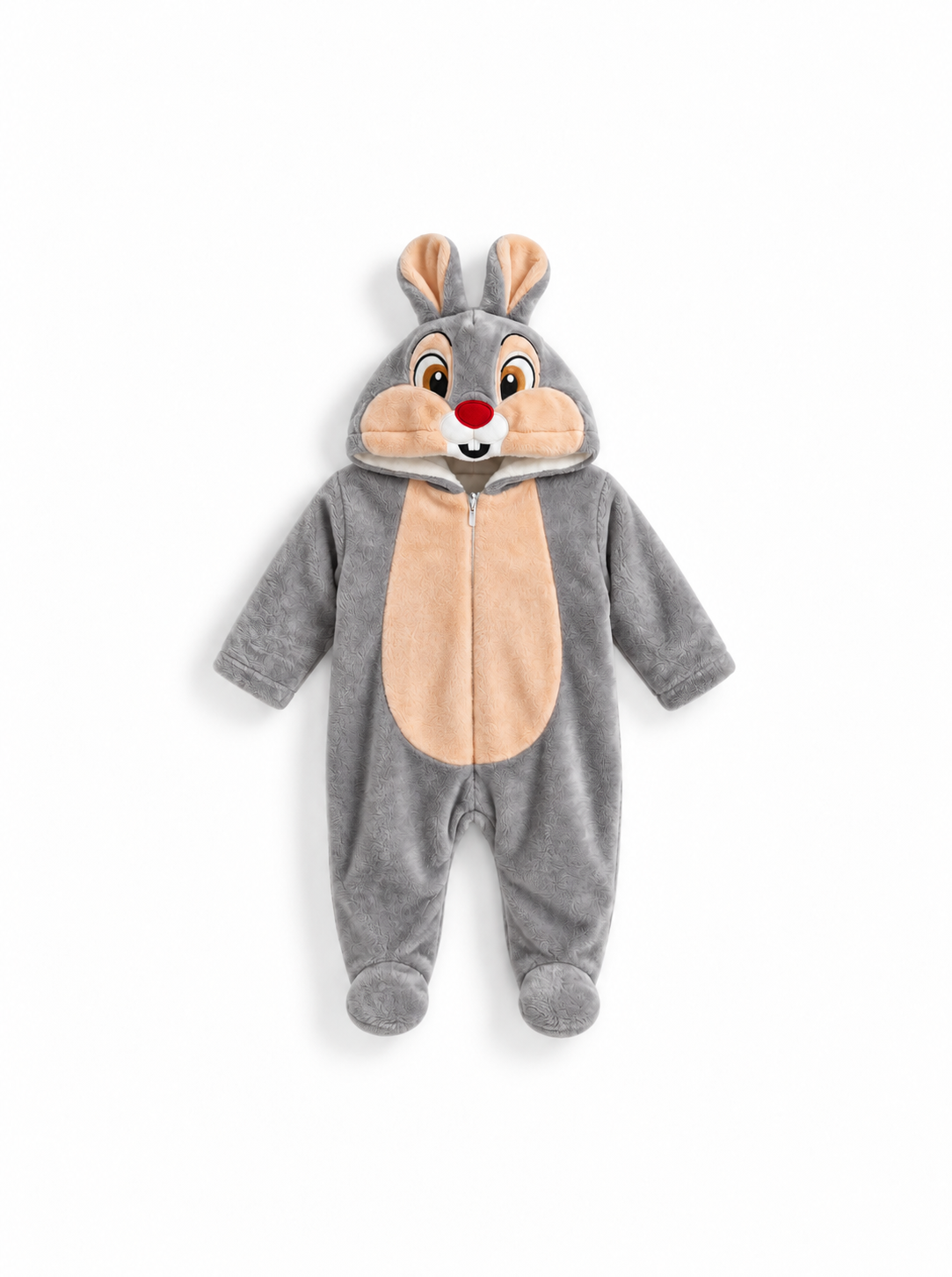 Baby Bunny Hooded Romper - Grey