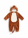 Baby Cat Hooded Romper - Brown