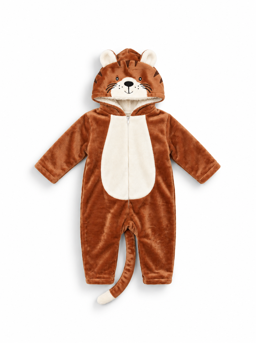 Baby Cat Hooded Romper - Brown