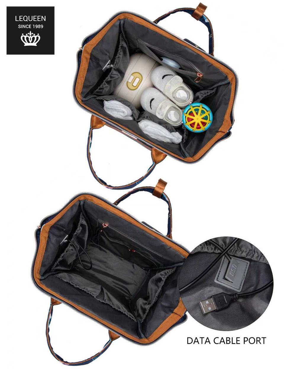LEQUEEN Gen 8 Classic Diaper Backpack - Navy Cloud Print