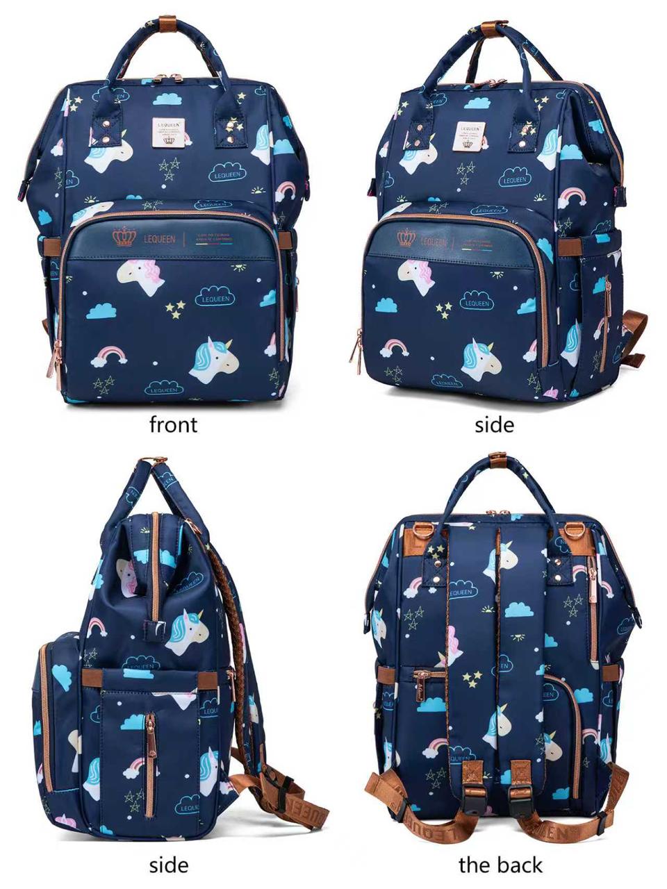 LEQUEEN Gen 8 Classic Diaper Backpack - Navy Cloud Print